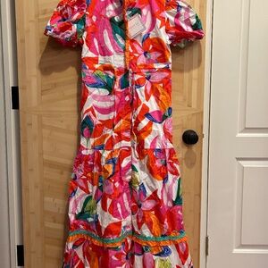 NWT Marie by Victoria Dunn Beau Maxi dress in Sangria Sunset print. Size Small